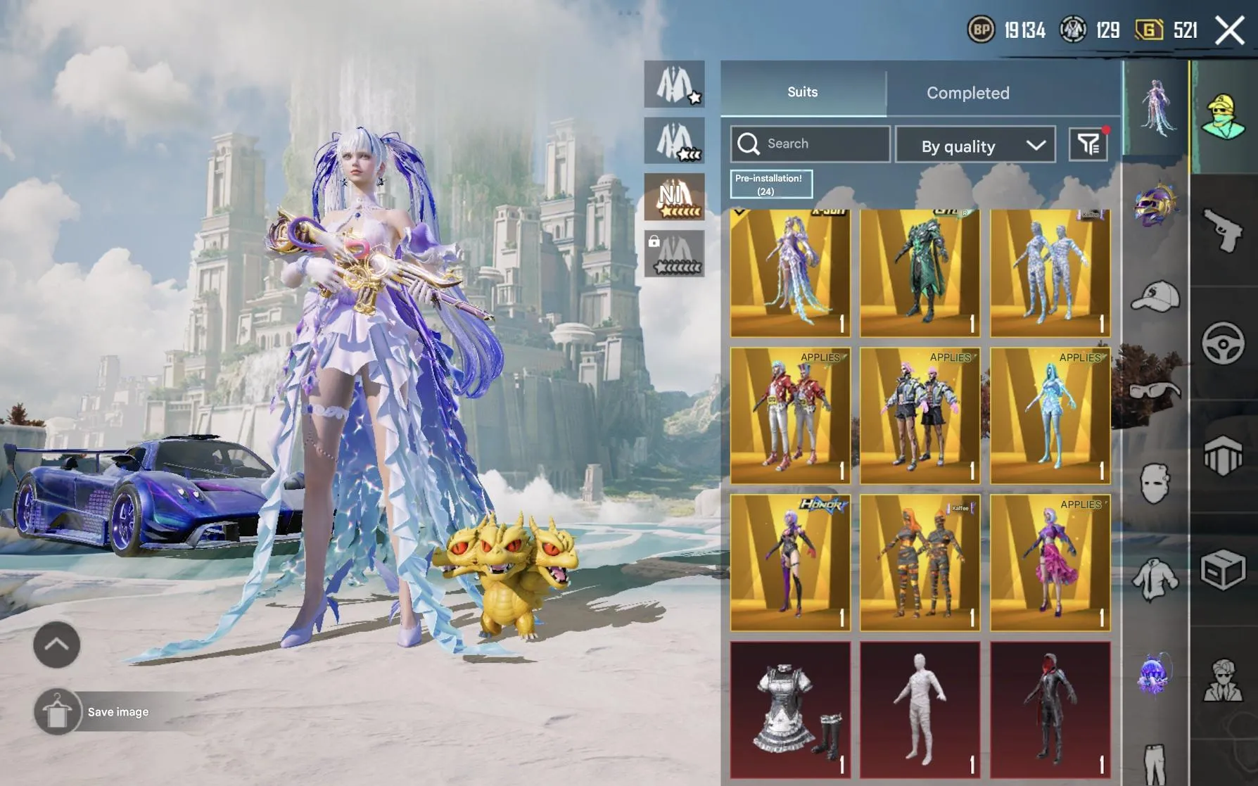 PGM256 FAT ACC Pagani Carbon, 64 LVL Coll, Conqueror, M416 Liza Roar Lv.5, 116 Mythics, 1–5 Sport Cars (G)